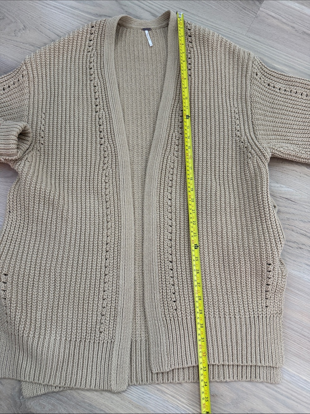 Free People Open-Front Taupe/Beige Ribbed Cardigan - Picture 6 of 8